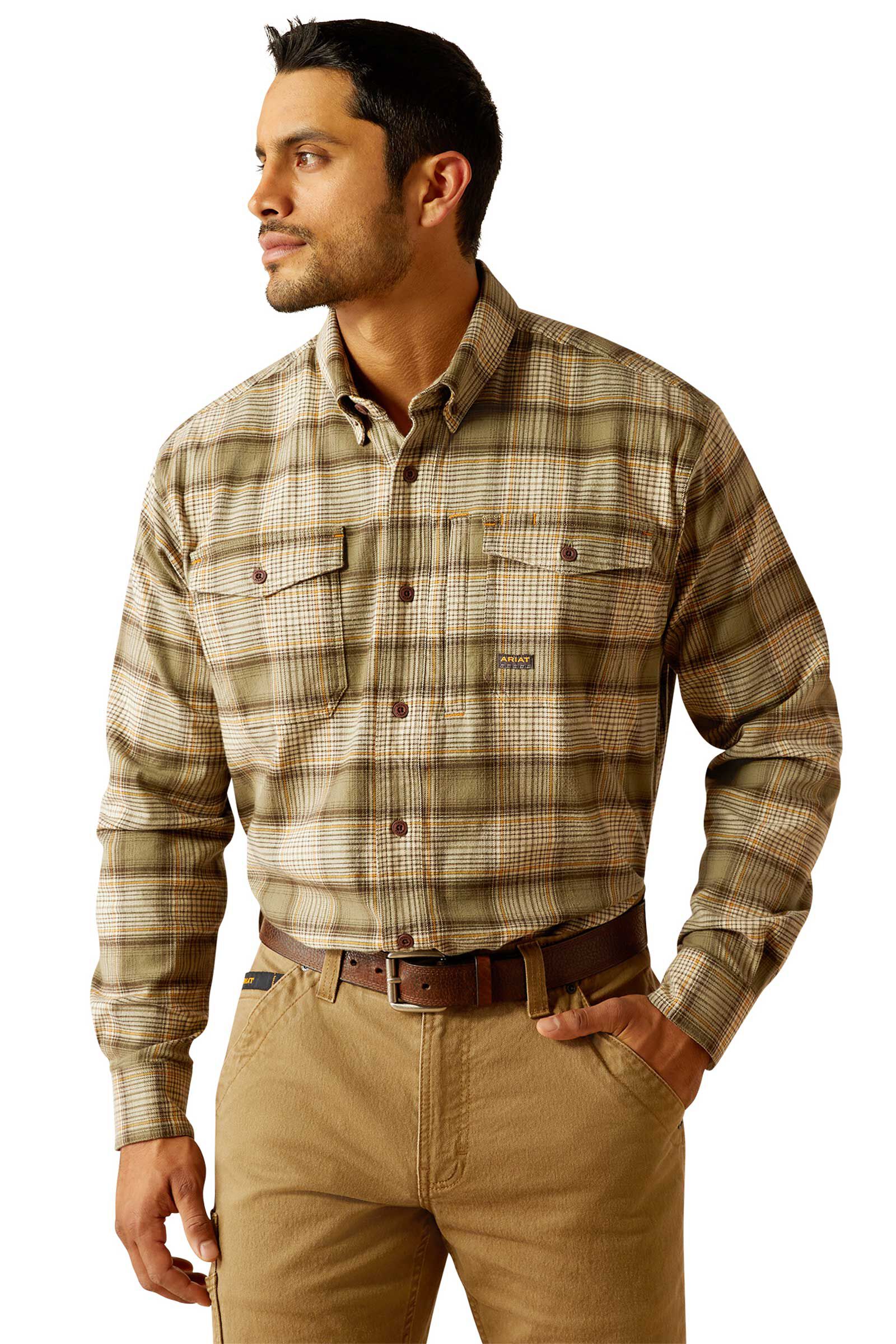 Commandez en ligne Chemise de travail flanelle Ariat Rebar DuraStretch a manches longues pour homme horze